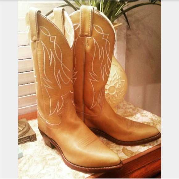 Justin Women's Leather Western Cowboy Boots #2453 Tan Goldenrod Pull On - 7.5 B - Picture 1 of 16